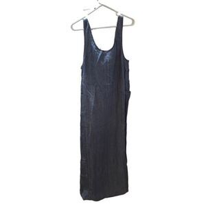 Vintage Dennis Goldsmith Jumper Womens 10 Dress Linen Chambray Sleeveless Maxi